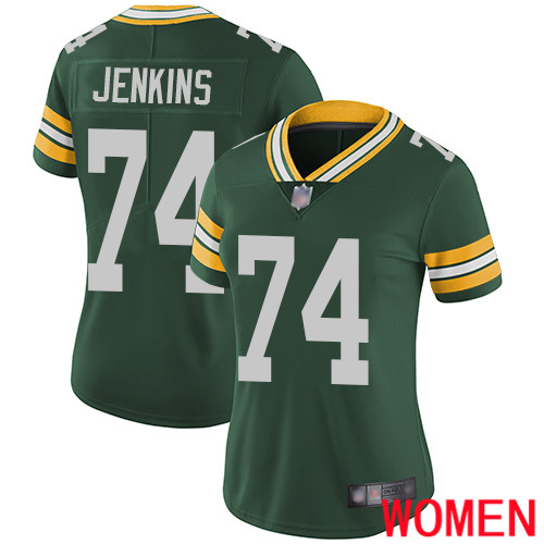 Green Bay Packers Limited Green Women #74 Jenkins Elgton Home Jersey Nike NFL Vapor Untouchable->youth nfl jersey->Youth Jersey
